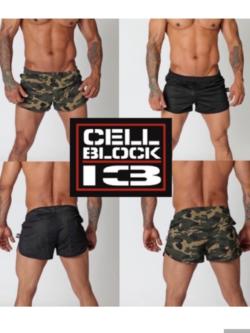 CELLBLOCK 13 COMBAT REVERSIBLE 2” SHORT CAMOUFLAGE/BLACK MESH Sz Small